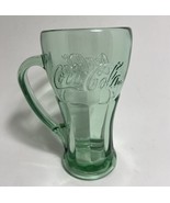 Coca-Cola Glass With Handle Embossed 16 Oz Heavy Clear Green 6.25&quot; Glass... - £11.42 GBP
