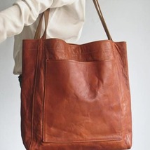Women&#39;s Soft Leather Handbag, Vintage Leather Large Capacity Tote Bag - £25.94 GBP
