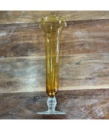 Vintage Amber Glass Bud Vase Etched w/ Delicate Flower Wheat , 8.25&quot; - €8,17 EUR