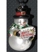 Radko 5&quot; Glass Ornament Snowman w/Top-Hat Scarf Mittens &amp; Merry Christma... - £27.51 GBP