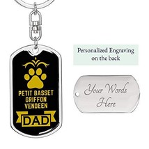 Dog Dad Gift Petit Basset Griffon Vendeen Swivel Keychain Stainless Steel or 18k - £31.96 GBP