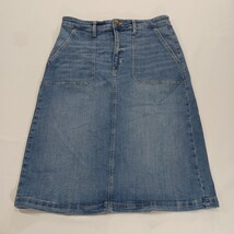 St. John’s Bay Women's Blue Cotton Blend Rear Slit Denim Skirt Pockets Size 14 image 14