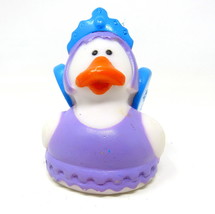 White Winter Fairy Rubber Duck 2&quot; Frozen Princess Purple Hair Crown Wand Squirts - £6.72 GBP