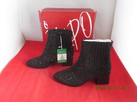 Impo Jackie Perforated Stacked Block Heel Booties $95 - US Size 7 - Blac... - $29.69