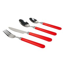 Gibson Sensations II 16 Piece Stainless Steel Flatware Set with Red Handles and - £24.06 GBP