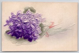 Pretty Purple Flowers Airbrushed Postcard C37 - £3.04 GBP