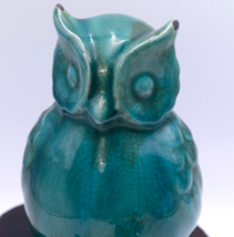 Ceramic Owl Turquoise Green Glaze Distressed Art Pottery Decor Figurine ... - $12.86