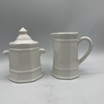 PFALTZGRAFF Stoneware Heritage White Creamer and Covered Sugar Bowl Set GUC - £7.48 GBP