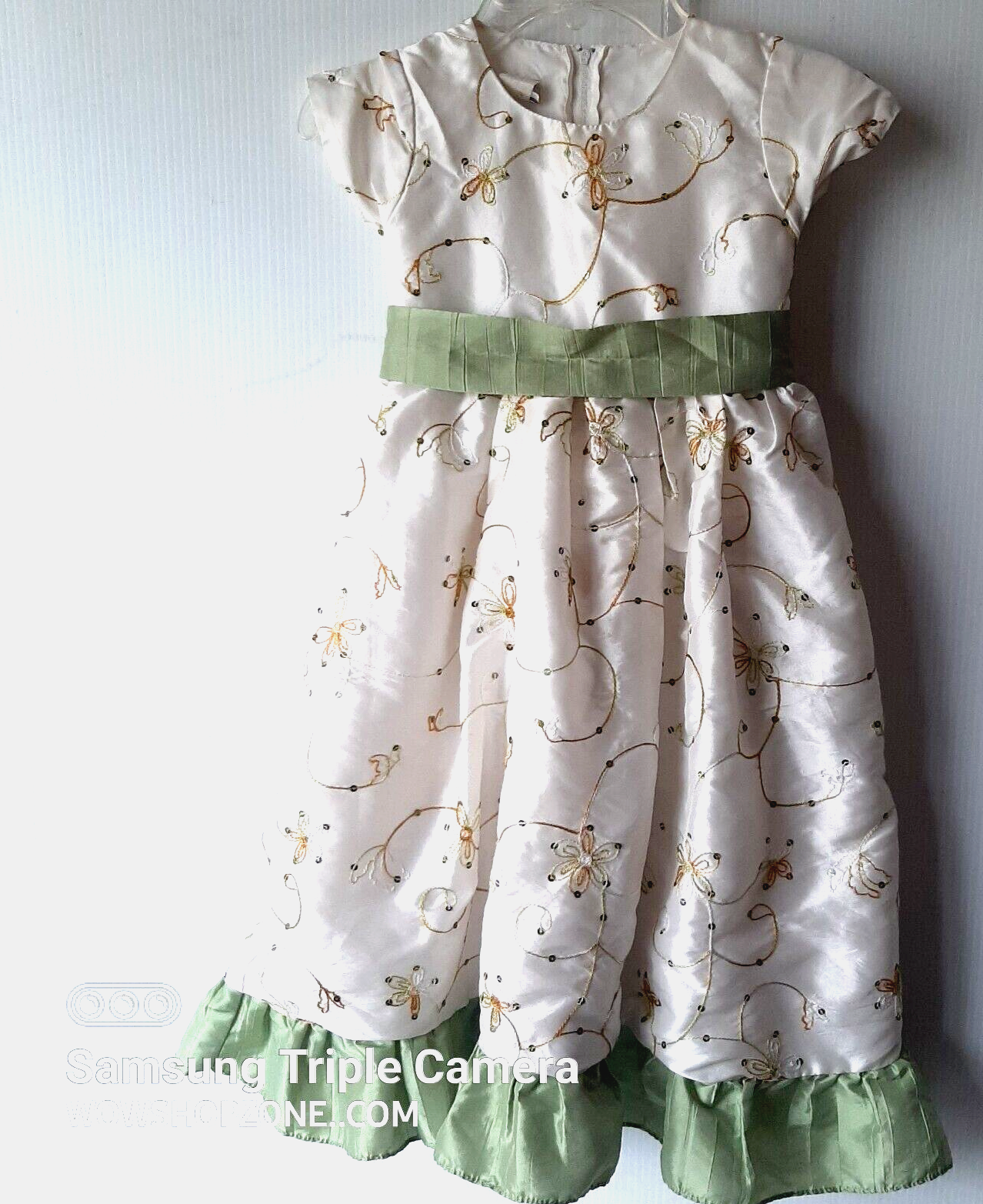 Primary image for Vintage Tip Top USA Kids Girls 6 Dress Ivy Sage 9202 Embroidered Sequins Ruffles