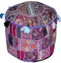 Handmade Patchwork Poufee, Vintage Indian Otttoman Cover, Foot Stool Pouf Cover - £23.01 GBP+