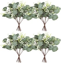 Artificial Eucalyptus Stems Mixed Round Leaves Silver Dollar Leaves With White - £31.14 GBP