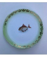 Carlsbad China Austria Antique Porcelain Fish Plate 8 1/2&quot; 8.5&quot; Gold Lea... - £14.16 GBP