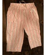 Linen Drawstring Pants-Land n Sea-1X NEW Striped Washable Wide Leg Ret$5... - £19.33 GBP