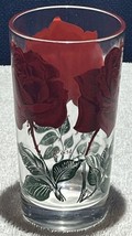 Vtg 1950&#39;s Boscul Peanut Butter Jar 5&quot; Water Glass Red Rose Small Letters - £11.69 GBP