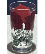 Vtg 1950&#39;s Boscul Peanut Butter Jar 5&quot; Water Glass Red Rose Small Letters - $14.85