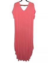 NWT LuLaRoe 2XL Solid Pink Macy Knit Rayon Fabric Long Maxi Dress - £39.11 GBP