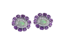 925 Silber Opal Amethyst Verlobung Manschettenknöpfe Hochzeit für Herren - £60.94 GBP