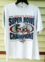 2002 New England Patriots XXXVI Super Bowl Champions Large Gray T-Shirt Brady - £15.66 GBP