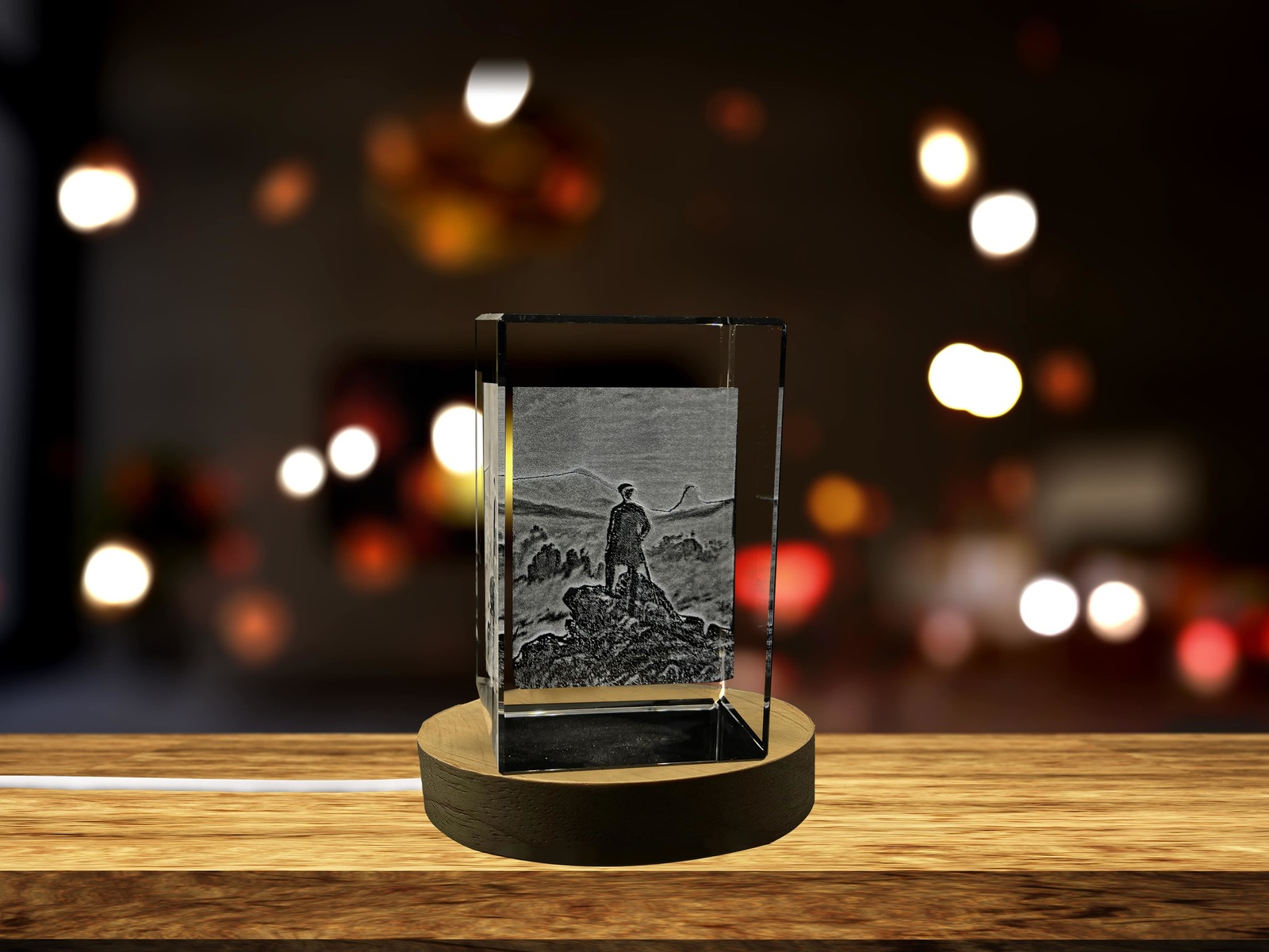 LED Base included | Wanderer above the Sea of Fog 3D Engraved Crystal Keepsake