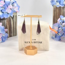 Alexis Bittar Black Cherry Lucite Spiked Tear Gold Dangle Drop Earrings NWT - $138.11