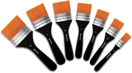 Set of 7 Artist Wide Flat Paint Brushes Set Assorted Size Nylon Chip Bru... - $19.61