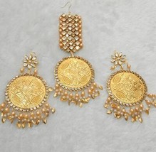 high quality earrings tikka Gold plated Jadau Kundan Antique Jewelry set j450 - £30.56 GBP