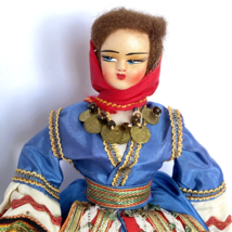 Greek Souvenir Doll Figure Handpainted Mohair Traditional Folk Costume Dress 9in - £20.11 GBP