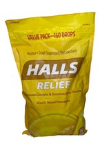 HALLS Relief Cough Drops Honey Lemon Menthol 160 Ct. Value Pack ~ Free Shipping - £12.74 GBP