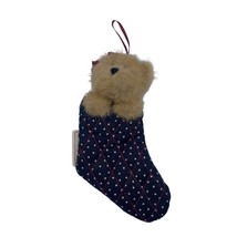 Boyds Peggy Sue Stuffins Tan Bear in Blue Stars Stocking 6 inch - $9.89