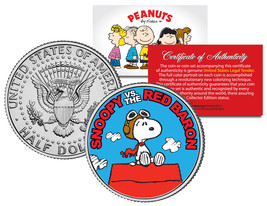 Peanuts Snoopy Vs. Red Baron Jfk Half Dollar Us Colorized Coin *Licensed* - £6.70 GBP
