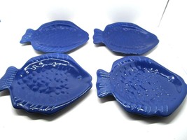 Home Studio Coastal Collection Blue Fish Shaped Plates Bundle of 4 - £30.49 GBP