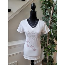 The Concert Tee Shirt Women&#39;s Size M White Rhinestone Graphic Walking By... - $24.75