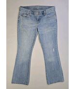 Vtg American Eagle Jeans Womens 4 Blue Hipster Skinny Flare Low Distress... - $26.14