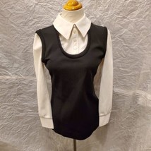 Vintage Butte Knit Women&#39;s Faux Black Sweater Vest Top - £27.68 GBP