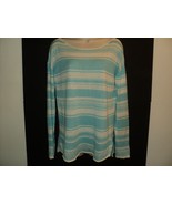 Lilly Pulitzer Alana Sweater Sz S - M Teal &amp; Off-White Stripes Lightweig... - £25.58 GBP