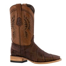 Mens Brown Leather Cowboy Boots Elephant Print Western Wear Square Toe Botas - £111.49 GBP