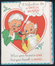 VTG 1940's Gibson A Valentine For A Swell Hubby Booklet Card w/ Feather Beard - $18.53