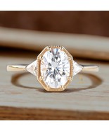 1.5CT Oval Cut With 2 Side Trillion Cut 3 Stones Lab Created Moissanite ... - $169.00