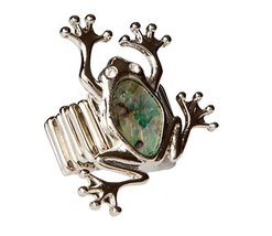 Frog Imitation Abalone Shell Silvertone Stretch Ring - £7.98 GBP