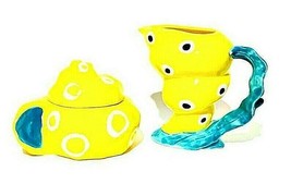 DEPT 56 Aquatic Sea Sponge Creamer and Shell Sugar Bowl Yellow Kitschy Whimsical - £9.26 GBP