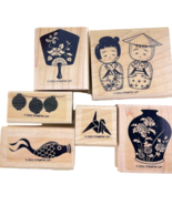 Stampin Up GIFTS FROM THE ORIENT Set Kokeshi Doll Vase Lantern Origami Koi Crane - $19.24