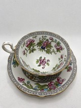 Aynsley Teacup &amp; Saucer bone china, &quot;Indian Tree&quot; (A1173) black key, floral - £30.90 GBP