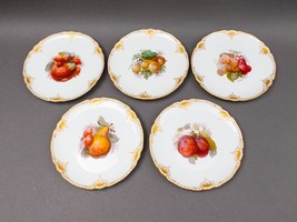 KPM Berlin Antique Hand Painted Fruit Gold Gilt Porcelain Cabinet Plates - £897.00 GBP