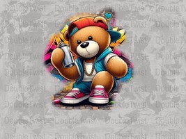 Graffiti Teddy Bear png. design for T-shirt, urban wear, streetwear, hoodie desi - £1.56 GBP
