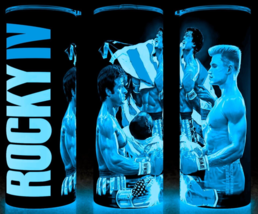 Glow in the Dark Rocky IV 80s Retro Cup Mug Tumbler 20oz with lid and straw - £17.76 GBP