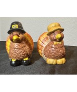 Thanksgiving Pilgrim Turkey Salt &amp; Pepper Vtg Shaker Set w/Box Hermitage... - $33.07 CAD