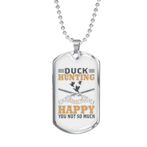 Duck Hunting Necklace Stainless Steel or 18k Gold Dog Tag 24&quot; Chain - £37.79 GBP+