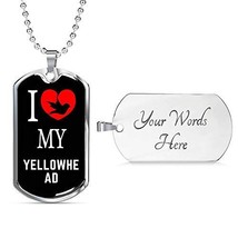 Bird Owner Gift Yellowhead Necklace Stainless Steel Or 18k Gold Dog Tag 24&quot; Chai - $50.44