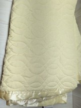 Vintage yellow quilted baby crib blanket quilt satin trim unused BUT READ - £62.29 GBP