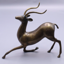 MCM Bronze Brass Gazelle Antelope Impala Deer Statue curved Antlers - £148.74 GBP